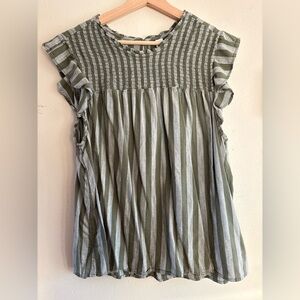 Old Navy Striped Green and White Blouse